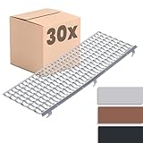 INEFA 30x Laubfangstreifen-Set Dachrinnen Laubschutz 100cm, NW100-150 (Ø100-160mm) Grau Dachrinnenabdeckung Dachrinnenzubehör Made in Germany