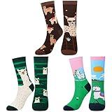 Jeasona 3 Paare Lama Socken Damen 39-42 Lustige Alpaka Geschenk für Frauen Socken - - Witzig Baumwolle Socken Bunt