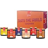 Hartkorn - Taste the World Gewürzbox (6-teilig) Young Kitchen (Bruschetta Gewürz, Burger Gewürz, Wok Gewürz, Hummus Gewürz, Tex Mex Gewürz, Patatas Bravas Dip) - Geschenkset für Männer und Frauen