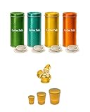 James Premium Pad Box, Kaffeepaddose 4 Stück plus + 3 Weihnachtsdosen aus Metall mit Padlifter, Blau Geschenkidee Kaffeepad-Dosen Weihnachtsdosen Pad-Dose für Senseo Pads