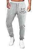 JMIERR Herren-Jogginghose mit Kordelzug und Taschen, B Light Grey 2 Smiley Face, Groß