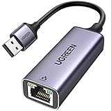 UGREEN LAN Adapter 3.0 1000 Mbps Ethernet Adapter USB auf RJ45 Gigabit Netzwerkadapter auf USB Aluminium kompatibel mit Switch,Mi Box,Laptop unter Win 11/10/ 8.1/8, Mac OS, Linux（Grau）