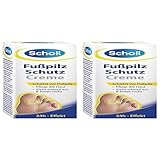 Scholl Fußpilz Schutzcreme - schützend und vorbeugend gegen Fußpilz - mit Jojobaöl und Vitamin E - pflegt, zieht schnell ein, fetten nicht - 24 Stunden Effekt - 30 ml (Packung mit 2)