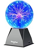 Theefun 6 Zoll Plasmakugel, Magische Plasma Kugel Zauberkugel Berührung & Sound Aktivierte Leuchtlampe Pädagogisches Physik Plasmalampe für Weihnachten Geschenk, Partys, Dekorationen (Blau)