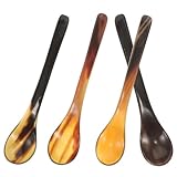 IMIKEYA 4 Stück Horn Eierlöffel: Getränke Rührlöffel Hornlöffel Kaffee Rührlöffel Espressolöffel Kaffee Rührstäbchen Eistee Löffel Hornlöffel - 18 cm Lange