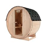 Home Deluxe - Outdoor Fasssauna Lahti M - Maße: BxTxH: ca. 185 cm x 120 cm x 185 cm, Holz: Fichtenholz - inkl. Saunaofen und Saunazubehör I Gartensauna, Außensauna, Sauna Fass für 2 Personen