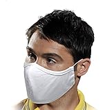 Mundmaske 10 STK. Weiss Waschbar 100% Baumwolle 3 Lagig Atemschutz (MAS-SAF-10W)