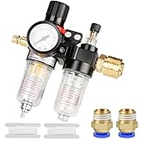 oumuik1/4 Zoll Druckluft Druckminderer Wasserabscheider Druckluft mit Manometer Ölabscheider Druckregler Zubehör für Kompressor