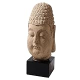 Buddha-Kopf-Statue, Skulptur, Zen-Heim-Ornamente, Bodhi-Harzhandwerk, 24,9 x 69,9 cm, dekoratives Stück für ruhige Wohnräume