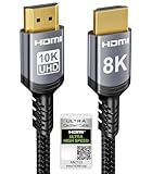 Sniokco 10K 8K HDMI 2.1 Kabel 2M, Zertifiziertes 48Gbps Ultra High Speed HDMI® Kabel, 4K 240Hz 165Hz 120Hz, 8K 60Hz, EARC, HDCP2.3, HDR10+, Kompatibel Mit PC, TV, Monitor, Ro-Ku, Sky-Q, PS5, X-Box