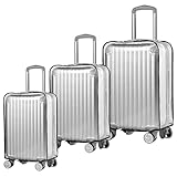 BAIFULAI 3 Stück Kofferschutzhülle Transparent: PVC Wasserdicht Kofferhülle mit Schwarze Grenze, Staubdicht Kratzschutz Koffer Schutzhülle, Wiederverwendbar Kofferüberzug für Reisen (20+24+28 Zoll)