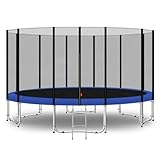 Baunsal® Trampolin Outdoor Ø 427 cm (EXD) blau als Komplettset mit Federabdeckung, Sprungmatte, Netz und Leiter - Gartentrampolin Spielzeug für Kinder