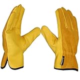 SAWANS Leder-Arbeitshandschuhe, Gartenhandschuhe, dornensicher, robust, für Herren und Damen, atmungsaktive und flexible Konstruktion, Größe M