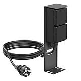 ledscom.de Garten Steckdosen-Säule PIWI mit 2m Kabel für außen, IP44, 2-Fach, anthrazit