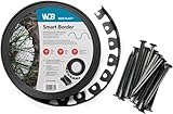 WDB Flexible Rasenkante aus Kunststoff - 30m Lang 4cm Hoch - mit 60 Befestigungsnägel - Schwarz - RAL 9005
