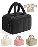 BAGSMART kulturbeutel Damen, Reise Kosmetiktasche Groß Kulturtasche zum Aufhängen für Frauen, Makeup Taschen Organizer mit Griff für Reisen, wasserdichte Waschtasche, Schwarz