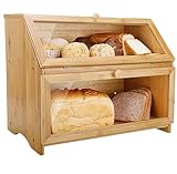 MEIZHITU Brotkasten Brotbox Brotkasten Für Die Küchenarbeitsplatte, 2-Regal-Brotkasten Aus Holz Mit Klaren Fenstern Und Lüftungsschlitzen Hält Brot Brotaufbewahrung