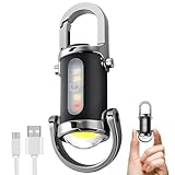 CHENRI 1200LM Superhelle Mini-Schlüsselanhänger-Taschenlampe Wasserdicht, Mini LED Taschenlampe Schlüsselanhänger, Taschenlampe LED Aufladbar mit Power Bank für Outdoor, Camping (Silber)
