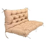 Garten-Rückenbank-Kissen, 2 3-Sitzer-Schaukelstuhl-Kissen, Weiche Wasserdichte Terrassenpolster Mit Krawatten Für Outdoor-Innenmöbel Hängematten-Liegestühle Sofa-Sitzpolster,Khaki,100x100x10cm