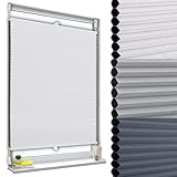WOLTU Wabenplissee ohne Bohren verdunkelung Thermo Doppelplissee Klemmfix Zweifarbig 90x120cm Weiß-Weiß, Plissee Faltrollo Sonnen-, Sicht- & Schallschutz, Jalousie Plisseerollo für Fenster & Tür