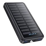 Pxwaxpy Power Bank 26800mAh, Solar Powerbank USB-C 15W PD 3.0A Schnellladung, 3 Outputs 3 Inputs Externer Akku mit LED-Taschenlampe Handy Akkupack für Camping Outdoor Kompatibel mit iPhone Samsung etc