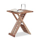 Relaxdays Beistelltisch klappbar, Klapptisch Walnuss, Couchtisch klein, Nachttisch eckig, HBT: 40,5 x 33 x 33 cm, natur, Walnussbraun