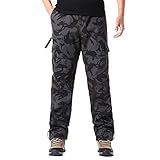 Wanderhose für Herren, leicht, Wanderhose, leichte Freizeithose, einfarbig, Combat-Hose, mehrere Taschen, Wanderhose, bequeme Smart-Hose, gerades Bein, Outdoorhose, camouflage, 4XL