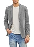 Elegancity Herren Cord Anzugjacke Grau Retro Sakko Freizeit Blazer Regular Fit Winterjacken Mit 3 Taschen XL