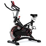 ISE Ergometer Heimtrainer Fahrrad, Indoor Cycling Bike mit Programm und Display, Armauflage, Pulsmesser, Fitnessbike Zuhause, SY-7005-1