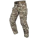 YEVHEV Taktisch Hosen Herren G3 US-Militär Camouflage Ripstop mit Knieschoner für Outdoor-Aktivitäten （Ohne Gürtel）,Mehrfarbig Cp Camo, Size L