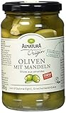 Alnatura Grüne Oliven Mit Mandeln Bio, 350g (Abtropgewicht - 200g)