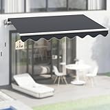 arvioo Markise Gelenkarmmarkise mit Volant, Spendet Ihrem Lieblingsplatz Schatten, Markise 3 m Breit mit Handkurbel, Neigungswinkel Einstellbar, Alu-Rahmen, Sonnenschutz & Witterungsbeständig