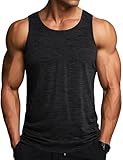 MAGCOMSEN Herren Tanktop T-Shirt Ohne Ärmel Sport Shirt Atmungsaktiv Muskelshirt Herren Leicht Fitness Unterhemd Schnell Trockend Stretch Funktionsshirts für Bodybuilding Gym Schwarz L