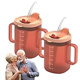 Hojalis Schnabeltasse Senioren 300mL, 2 Stück Auslaufsichere Becher für ältere Menschen,Schnabelbecher Senioren Mit Griff, Trinkbecher fürSenioren,3-in-1 Trinkbecher fürSenioren mit Behinderungen