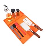 Hogvinnatil Grillmatte | Grillmatten für den Außenbereich | Schutz aus Silikon Utensilienhalter mit tropffreier Unterseite leicht zu reinigen Zubehör für Küche und Kochen