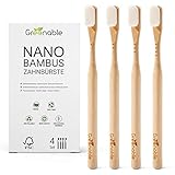 Greenable ® Nano Zahnbürste aus Bambus [4er Set] – 20.000 Extra weiche Borsten – 100% BPA-frei - Bamboo Toothbrush - Vegane & umweltfreundliche Bambus Zahnbürste (Weiß)