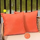 WOKANI Outdoor wasserdichte Kissenbezüge Sunbrella Dekorative Quadratische Solide Couch-Kissenbezüge mit breitem Rand für Terrasse, Zelt, Sofa, Bett, Wohnzimmer, Orange