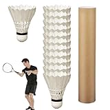 Badminton- | 12 Stück Federfliegen aus Gänsefedern – tragbare Sportausrüstung für den Außenbereich, Trainingsbälle mit hoher Geschwindigkeit, für Schule, Haus, Park, Garten, Campus,