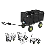 TRUTZHOLM Bollerwagen herausnehmbare Plane bis 550kg belastbar Handwagen Gitterwagen Gartenwagen Transportwagen | mit Rasentraktorkupplung an der Deichsel oder Handgriff gepolstert
