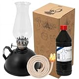 HUW Set 3-in-1-Ölglas-Öllampe mit verstellbarer Flamme, Lampenöl, Ersatzdocht, Kerosinlampe, Retro, rustikal, Loft, Vintage-Dekoration, Garten, Terrasse, Heimdekoration, Laterne (LAN211SET)