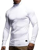 Leif Nelson Herren Rollkragenpullover Pullover Rollkragen Hoodie Slim Fit (Weiss; X-Large)