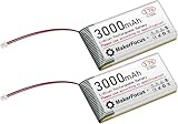 YELUFT 2 Stück 3.7V 3000mAh Lithium Polymer Akku 1S 1C Wiederaufladbare Batterie mit Schutzplatine und Micro JST 1.25 Stecker für ESP32 Entwicklungsboard