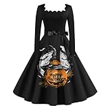 Halloween Kleid für Damen Halloween Kleid Damen Schwarz Kostüm Kürbis Halloween Kostüm Gothic Teufel Kostüm Frauen Prinzessin Kleid Damen Halloween Kostüm Wednesday Damen Elfenbein 3XL