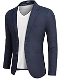 COOFANDY Blazer Herren Sportlich Sakko Männer Regular Fit Anzugjacke Casual Sportsakko mit 2 Knöpfe Dunkelblau L
