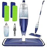 Wischer mit Sprühfunktion Spray Mop - EXEGO Sprühwischer Bodenwischer für die Bodenreinigung mit 4 Waschbare Pads Wischmopp Spray Floor Mop Wischer Boden Wischmopp für Laminat-Holz-Fliesen-Hartholz