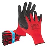 Trevendo Arbeitshandschuhe - solide Montagehandschuhe mit Latex Beschichtung - Größe 8, 12 Paar