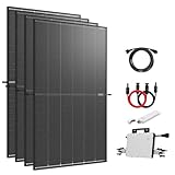 ration1 Balkonkraftwerk Komplett Set Steckdose 1720Wp, 4x Trina 430Wp Bifazial Solarmodule, Solaranlage mit Hoymiles 1600W Wechselrichter, App-Überwachung, Plug & Play Mini PV-Anlage für Zuhause