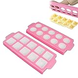 2 Stück Ravioliformen mit 10 Gitter, Form für Runde Eckige Ravioli, Hochwertigen Ravioli Ausstechformen, Knödelform, Ravioliformer Set für Die Herstellung Von Ravioli, Kuchen, Knödel (Rosa)