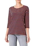 Armor Lux Damen Marinière Manches 3/4 et Col Bateau en Coton Léger Femme Pullover, Seal/Tigerlily, 46