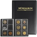 Münzalbum 2 Euro – kleines Münzsammelalbum aus Kunstleder – Coin Album für Münzsammlung & Münzen Aufbewahrung – Mini münzbuch mit 60 Taschen (4,5 × 4,5 cm pro Fach)